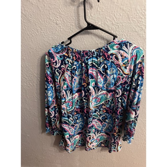 Talbots Multicolor Womens Size Small V-Neck 3/4 Sleeve Top - Picture 5 of 6